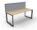 RAPID INFINITY DELUXE 1 PERSON LOOP LEG SINGLE SIDED WORKSTATION 1500 X 750 X 730MM GREY SCREEN  NATURAL OAK TOP  BLACK FRAME