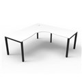 RAPID INFINITY DELUXE 1 PERSON PROFILE LEG SINGLE SIDED CORNER WORKSTATION 1800 X 1800 X 750 X 730MM NATURAL WHITE TOP  BLACK FRAME