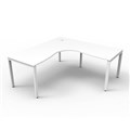 RAPID INFINITY DELUXE 1 PERSON PROFILE LEG SINGLE SIDED CORNER WORKSTATION 1800 X 1800 X 750 X 730MM NATURAL WHITE TOP  WHITE FRAME