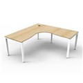 RAPID INFINITY DELUXE 1 PERSON PROFILE LEG SINGLE SIDED CORNER WORKSTATION 1800 X 1800 X 750 X 730MM NATURAL OAK TOP  WHITE FRAME