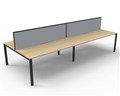 RAPID INFINITY DELUXE 4 PERSON PROFILE LEG DOUBLE SIDED WORKSTATION 1200 X 750 X 730MM GREY SCREEN  NATURAL OAK TOP  BLACK FRAME