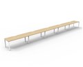 RAPID INFINITY DELUXE 5 PERSON PROFILE LEG SINGLE SIDED WORKSTATION 1500 X 750 X 730MM NATURAL OAK TOP  WHITE FRAME
