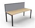 RAPID INFINITY DELUXE 1 PERSON PROFILE LEG SINGLE SIDED WORKSTATION 1500 X 750 X 730MM GREY SCREEN  NATURAL OAK TOP  BLACK FRAME