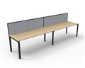RAPID INFINITY DELUXE 2 PERSON PROFILE LEG SINGLE SIDED WORKSTATION 1500 X 750 X 730MM GREY SCREEN  NATURAL OAK TOP  BLACK FRAME