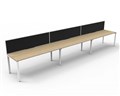 RAPID INFINITY DELUXE 3 PERSON PROFILE LEG SINGLE SIDED WORKSTATION 1500 X 750 X 730MM BLACK SCREEN  NATURAL OAK TOP  WHITE FRAME