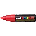 POSCA PAINT MARKER PC8K UNIBALL BROAD CHISEL TIP NO F15 8MM FLUORO FLUORESCENT RED
