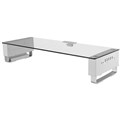 MONITOR STAND  RISER ERGOVIDA TEMPERED GLASS WITH USBAV PORTS 613 X 210 X 130MM WHITE