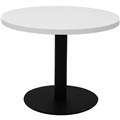 COFFEE TABLE RAPIDLINE CIRCULAR ROUND 600 X 425MM NATURAL WHITE TABLE TOP  BLACK POWDER COAT BASE