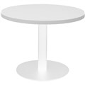 COFFEE TABLE RAPIDLINE CIRCULAR ROUND TABLE 600 X 425MM NATURAL WHITE TABLE TOP  WHITE POWDER COAT BASE