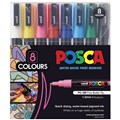 POSCA PAINT MARKER PC3M FINE BULLET FINE 13MM WALLET ASSORTED COLOURS 8PK