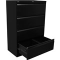 GO LATERAL FILING CABINET 4 DRAWER HEAVY DUTY 1321 X 900 X 473MM BLACK