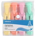 HIGHLIGHTER INITIATIVE CHISEL ASSORTED PASTEL WALLET 4PK
