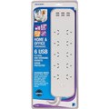 POWERBOARD JACKSON SURGE PROTECTED 10 OUTLET SWITCHED 6 USB OUTLETS 1M WHITE