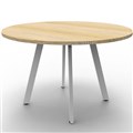 RAPIDLINE ETERNITY ROUND TABLE 1200MM NATURAL OAK  WHITE SATIN