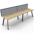 RAPIDLINE ETERNITY WORKSTATION 2 PERSON 1500 X 750MM WITH SCREEN NATURAL OAK  BLACK