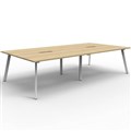 RAPIDLINE ETERNITY WORKSTATION 4 PERSON BACK TO BACK 1500 X 750MM NATURAL OAK  WHITE SATIN