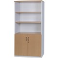 CUPBOARD CABINET SHELVING WALL UNIT OXLEY HALF DOOR STATIONERY 900 X 450 X 1800MM OAK  WHITE