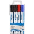 INITIATIVE WHITEBOARD MARKERS CHISEL 5MM ASSORTED WALLET 4PK