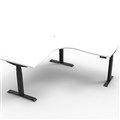 RAPIDLINE BOOST  HEIGHT ADJUSTABLE CORNER WORKSTATION 1800 X 1800 X 750MM NATURAL WHITE TOP  BLACK FRAME