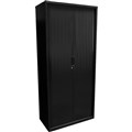 CUPBOARD CABINET GO STEEL TAMBOUR DOOR 5 SHELVES 1981 X 1200 X 473MM BLACK