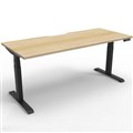 RAPIDLINE BOOST HEIGHT ADJUSTABLE SINGLE SIDED WORKSTATION 1500 X 750MM NATURAL OAK TOP  BLACK FRAME