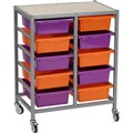 TOTE TRAY TROLLEY VISIONCHART EDUCATION MOBILE STORAGE 10 BAYS PLUS 10 TOTE TRAYS