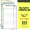 RESTAURANT DOCKET BOOK CARBONLESS TRIPLICATE 009 LONG 25 LEAVES 10PK