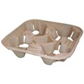 DRINK CARRY TRAY PULP BROWN EGG 4 CUP NATURAL COLOUR EACH75 PACK300