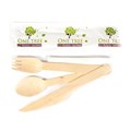 WOODEN CUTLERY SET KNIFE  FORK  SPOON  NAPKIN WRAPPED IN PAPER HYGIENE PACK 400PK
