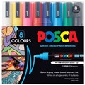 POSCA PAINT MARKER PC5M UNIBALL MEDIUM BULLET TIP 25MM ASSORTED WALLET 8PK