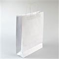 WHITE PAPER BAG WITH TWISTED PAPER HANDLE MIDI 420MM X 320MM 110MM 250PK