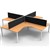 DESK RAPID INFINITY 4 PERSON PROFILE LEG CORNER WORKSTATION POD WITH SCREEN 3600 X 2400 WHITE FRAME BEECH TOP